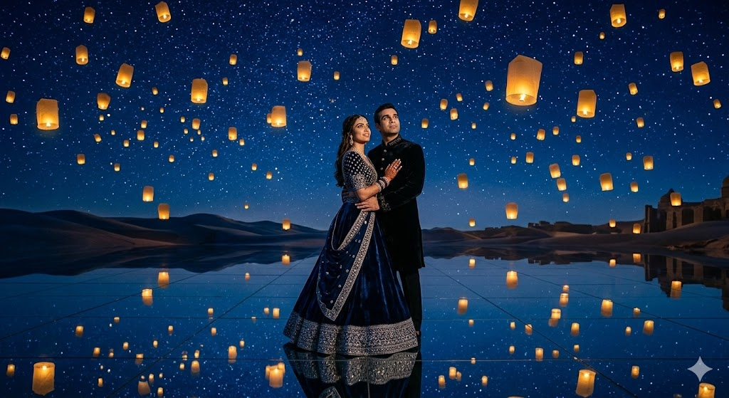 Midnight Blue Velvet Sky & Mirror Floor