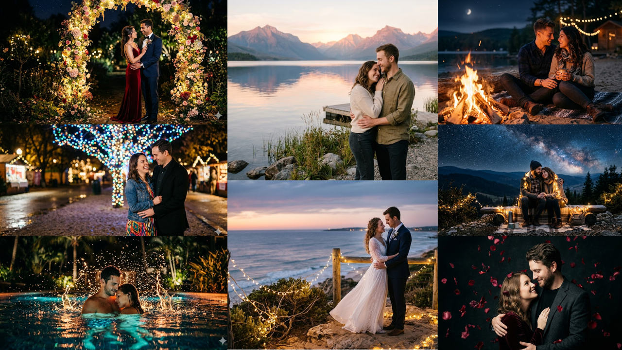 AI Photo Editor Prompts for Night Pre-Wedding Photoshoot
