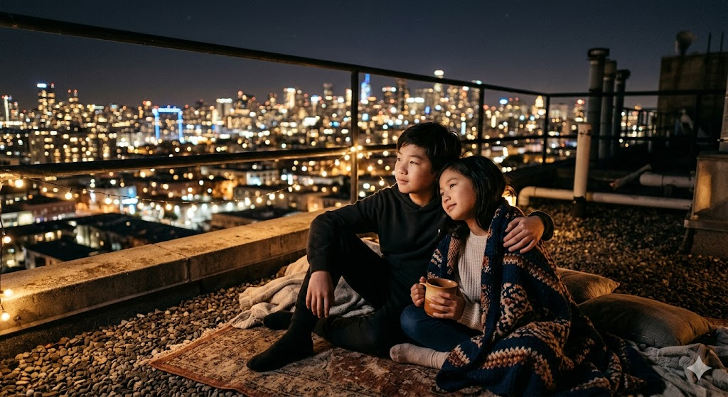 Night Rooftop Conversation
